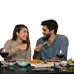 A calm dining setup with a person enjoying their meal without distractions